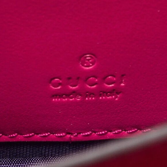 Gucci Fuchsia Quilted GG Nylon and Leather Marmont Mini Wallet on Chain Bag - Picture 9 of 10